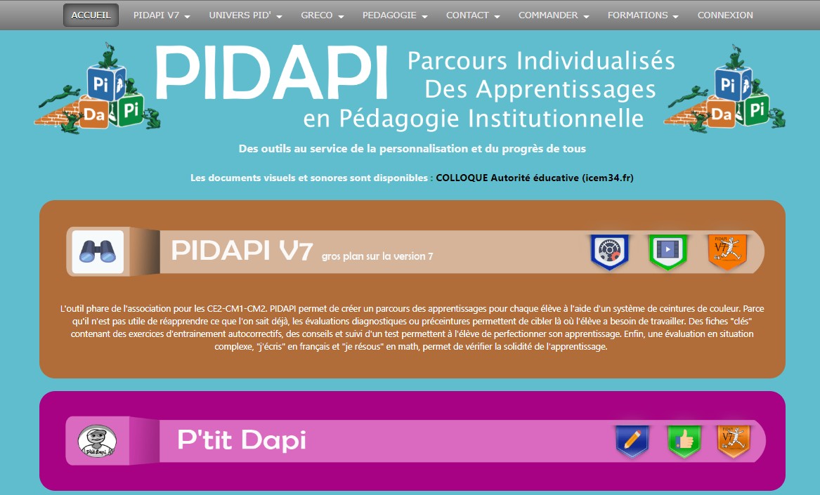Capture-écran du troisième site - histoire PIDAPI